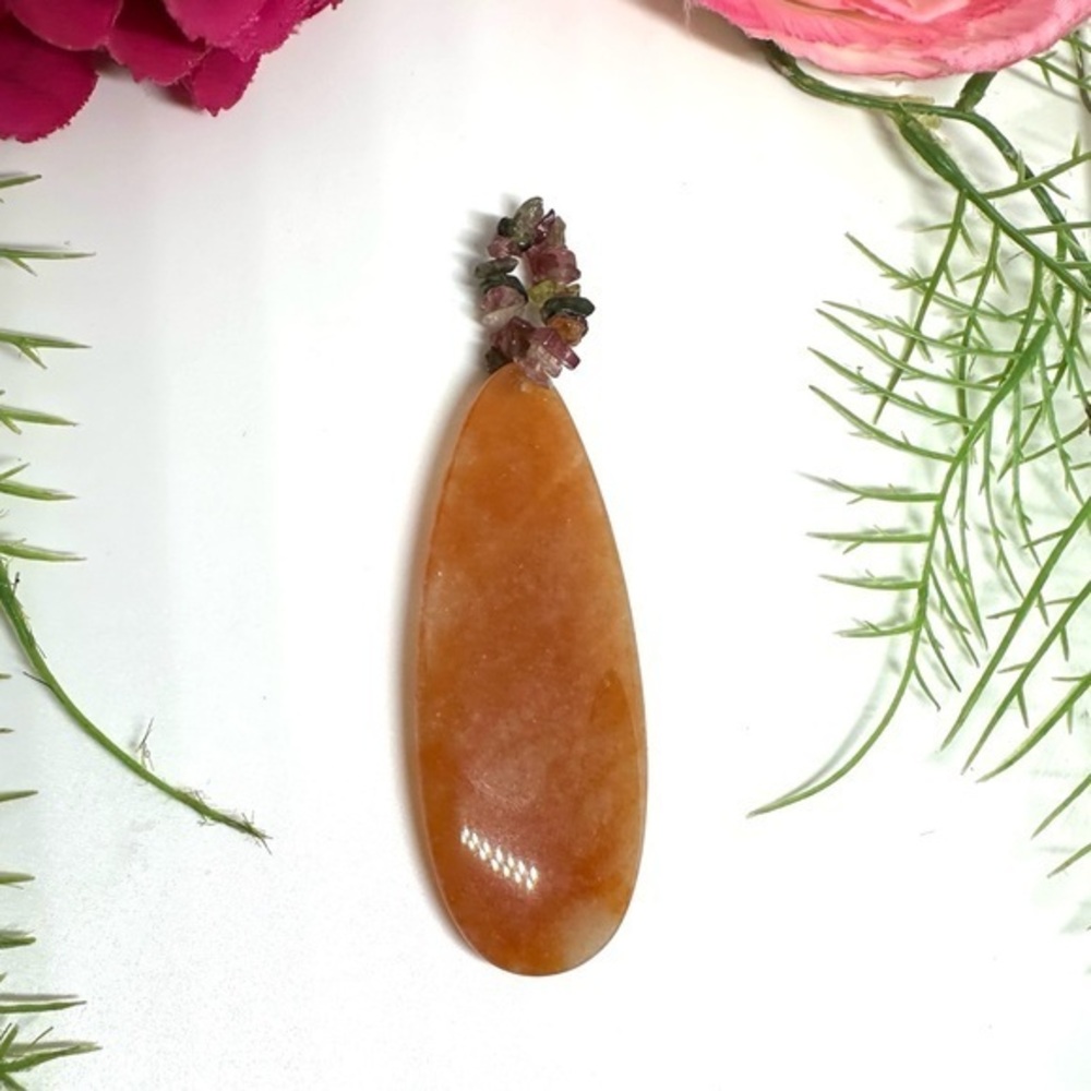 NEW⚜️Carnelian Gemstone Teardrop Pendant Charm